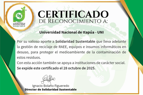 Certificado de Reconocimiento UNI octubre 2025